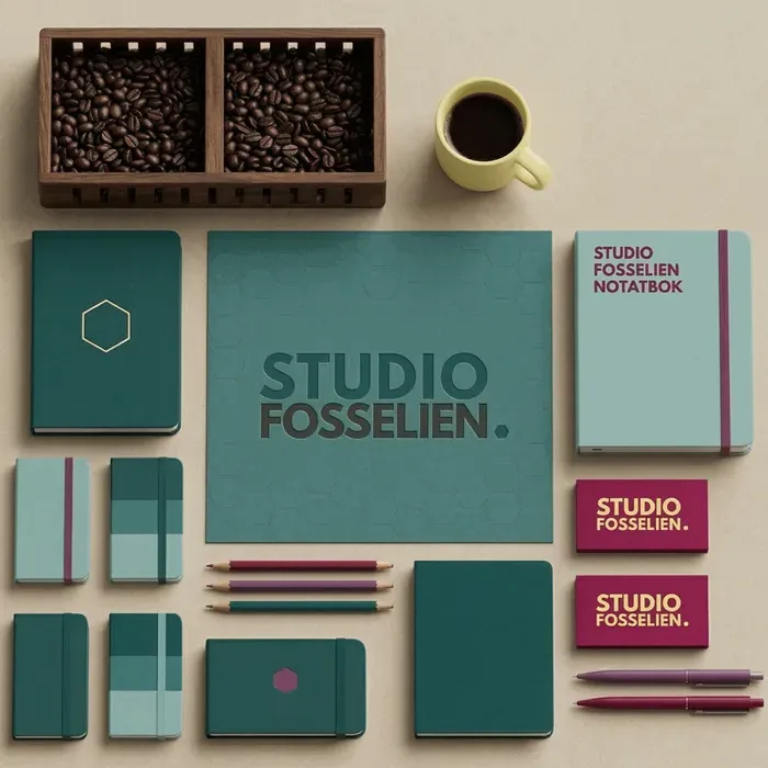 Studio FosseLien grafisk materiell - notatbøker og penner